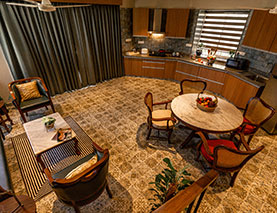 Modern living area of private luxury villa in ECR